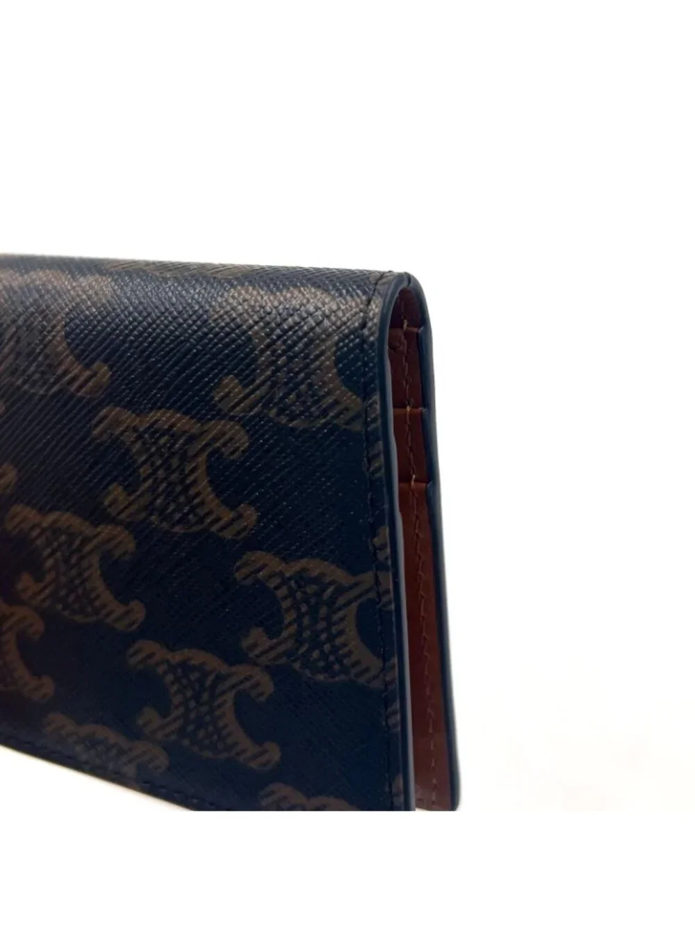 Celine Bifold Triomphe Leather Brown Light Card Case Gold